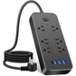 WOWMTN Power Strip Surge Protector Plug with 6 AC Outlets + 4 USB