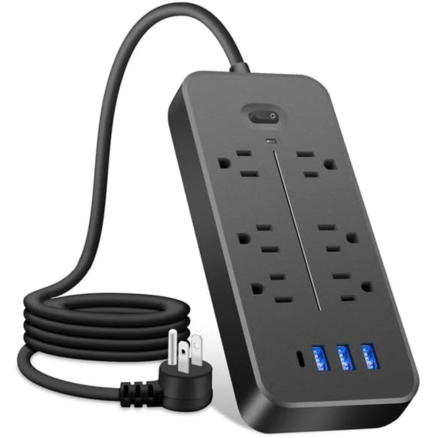 WOWMTN Power Strip Surge Protector Plug with 6 AC Outlets + 4 USB