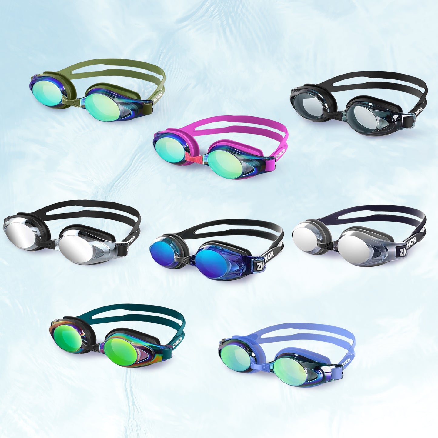 (2 Set ) ZIONOR Swim Goggles for Men Women Anti-UV Goggles