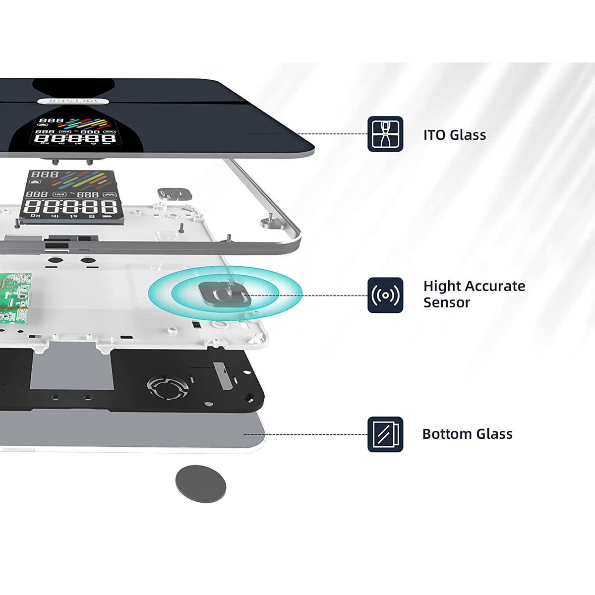 Smart Rechargeable Scale with Large Colorful Display & Smartphone App