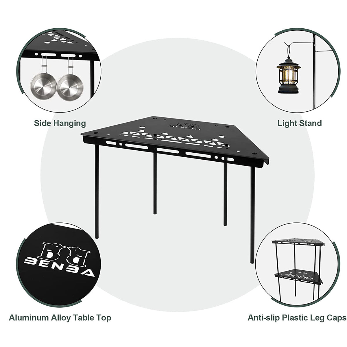 Aluminum Outdoor Collapsible Table with Hook Stand & Carrying Bag