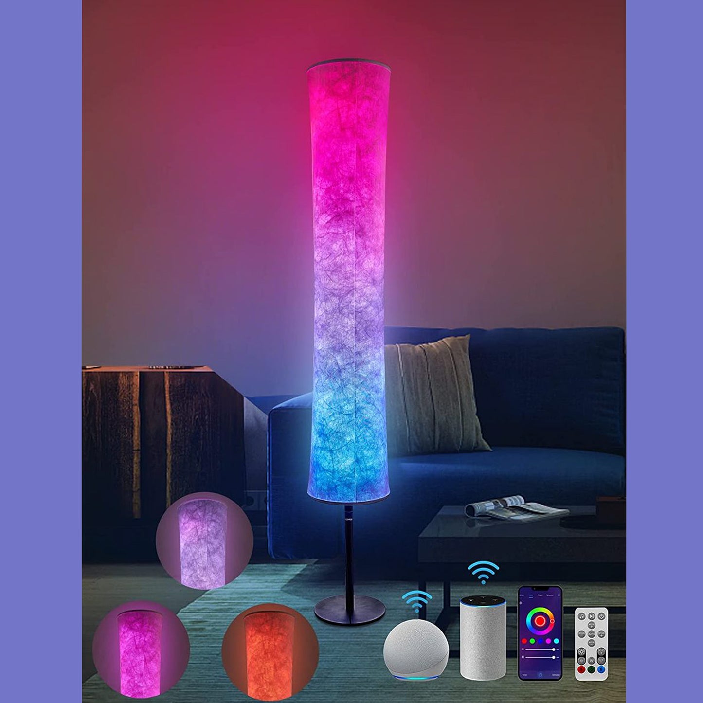 RGB Color-Changing LED Smart Lamp with Alexa Control (1- or 2-Pack)