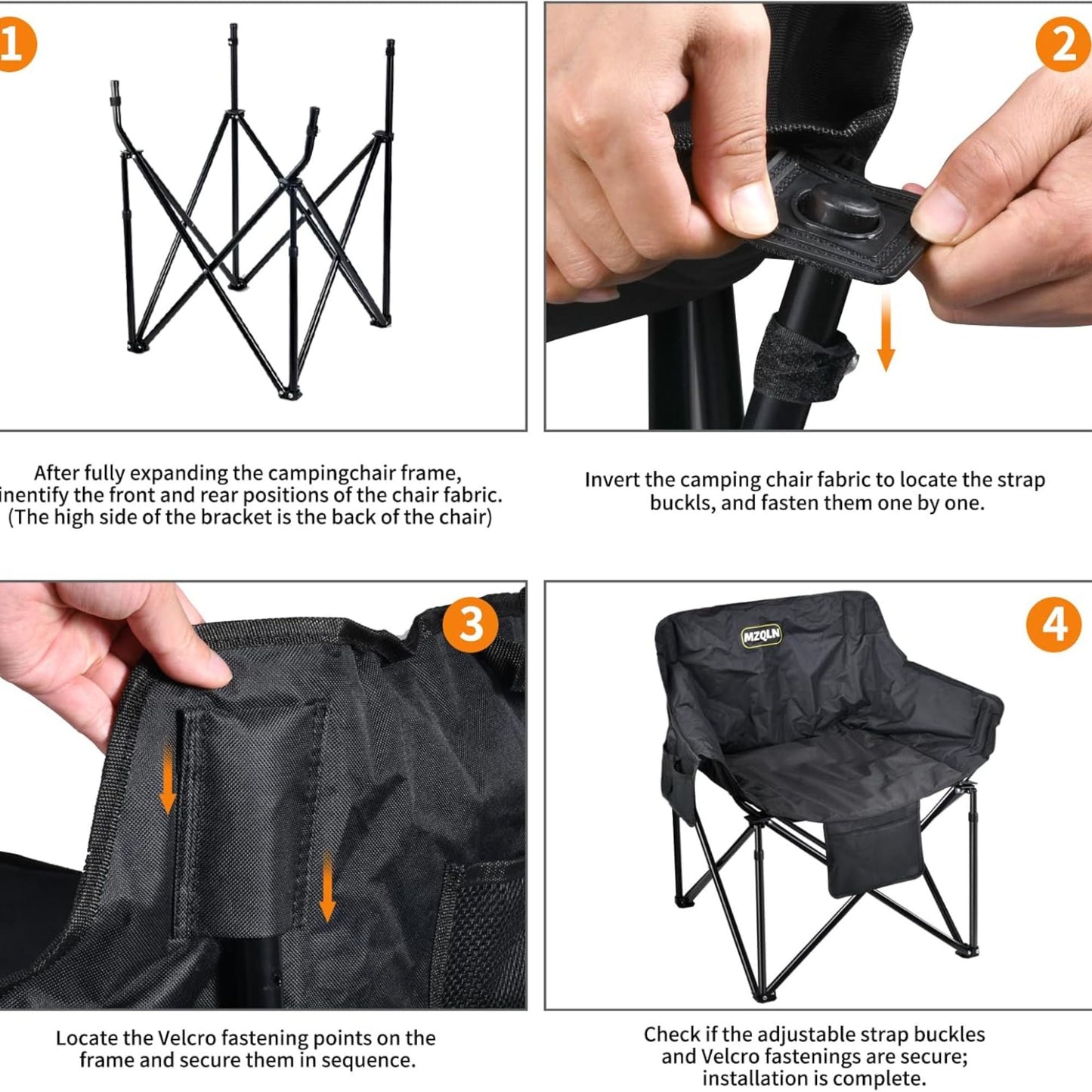 Oversized Heated Camping Chair with Battery Pack 3 Heat Levels Supports 500 lbs with Cup Holder