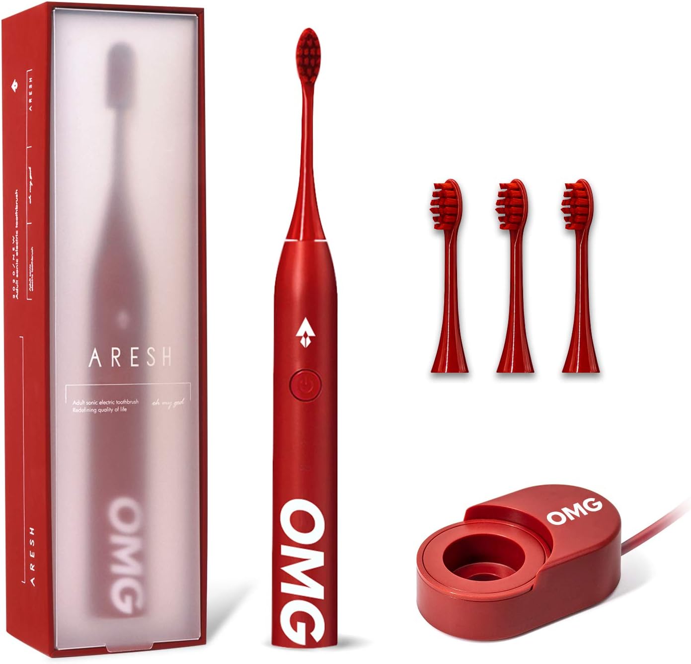 ARESH™ Sonic Electric Toothbrush, Wireless Recharge, IPX7 (1- or 2-Pack)