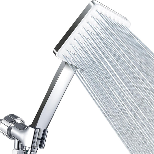 High Pressure Shower Head with Handheld 6 Settings Detachable shower head with hose Chrome