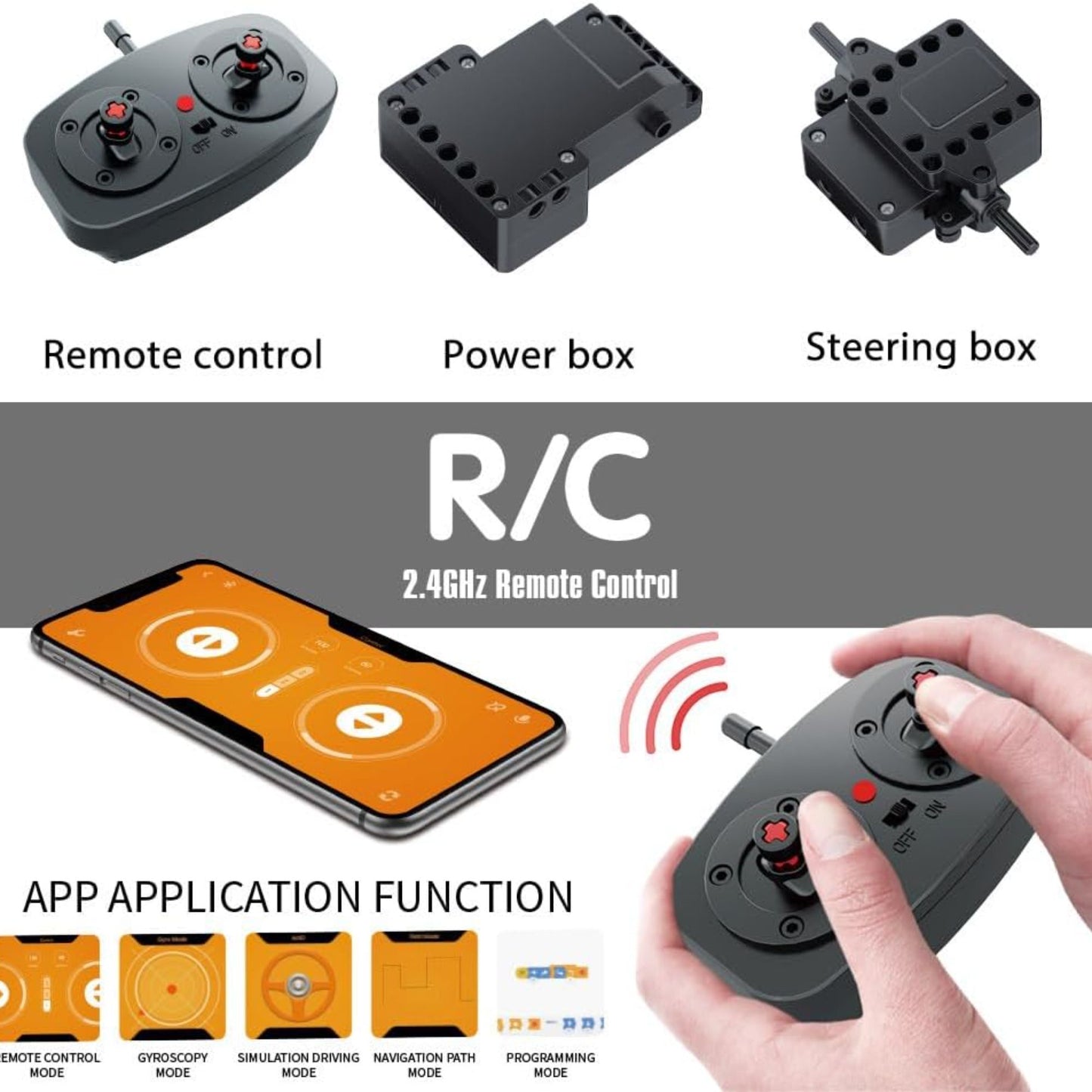 Remote Control Racing Blocks Jeep Programmable Building Kit with App for Creative Birthday Gift