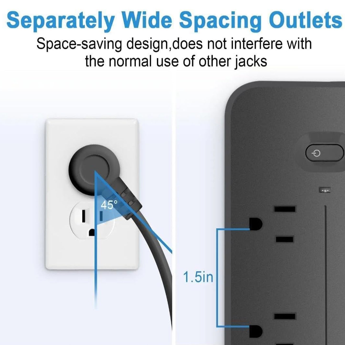 WOWMTN Power Strip Surge Protector Plug with 6 AC Outlets + 4 USB