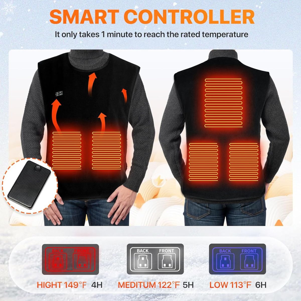 Fleece Heated Vest with 10,000mAh Battery Pack