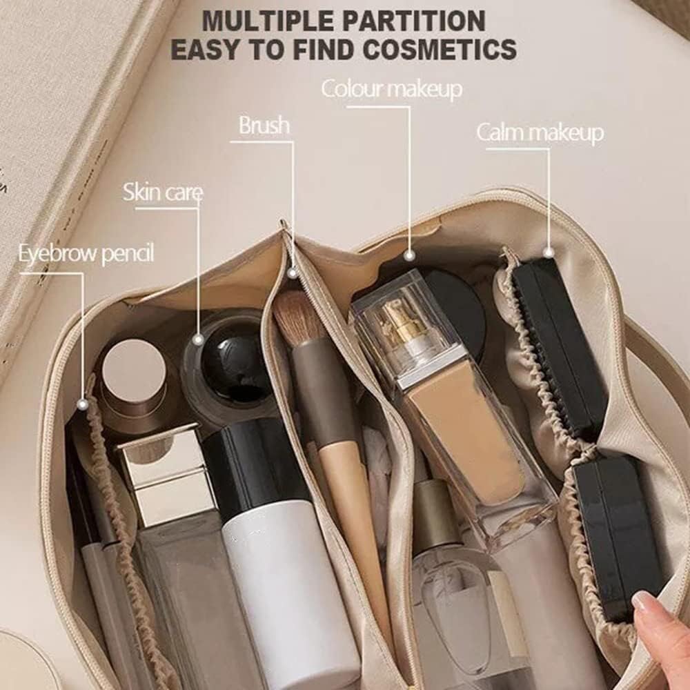 Large Capacity Travel Cosmetic Case with Handle and Divider