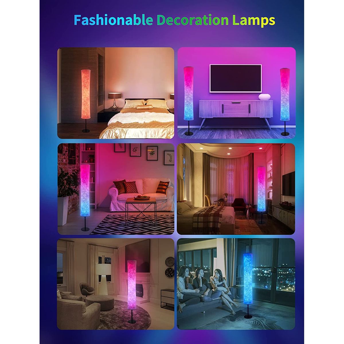 Alexa Google App Control DIY Mode Music Sync RGB Floor Lamp