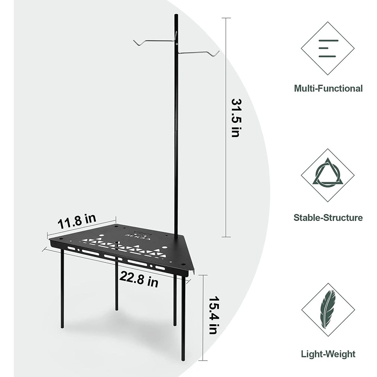 Aluminum Outdoor Collapsible Table with Hook Stand & Carrying Bag