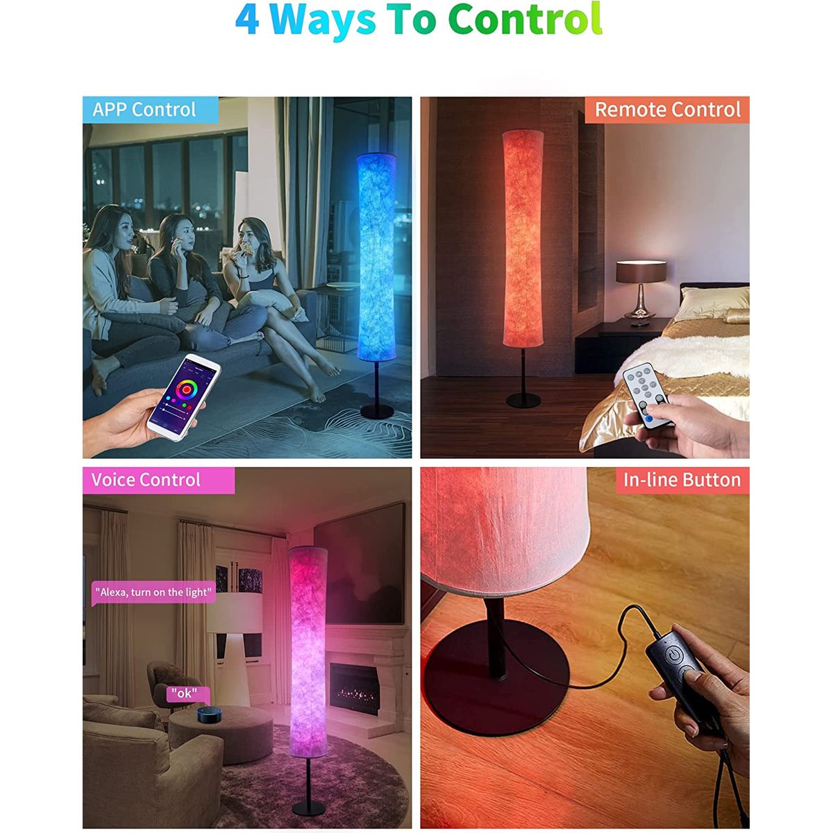 Alexa Google App Control DIY Mode Music Sync RGB Floor Lamp