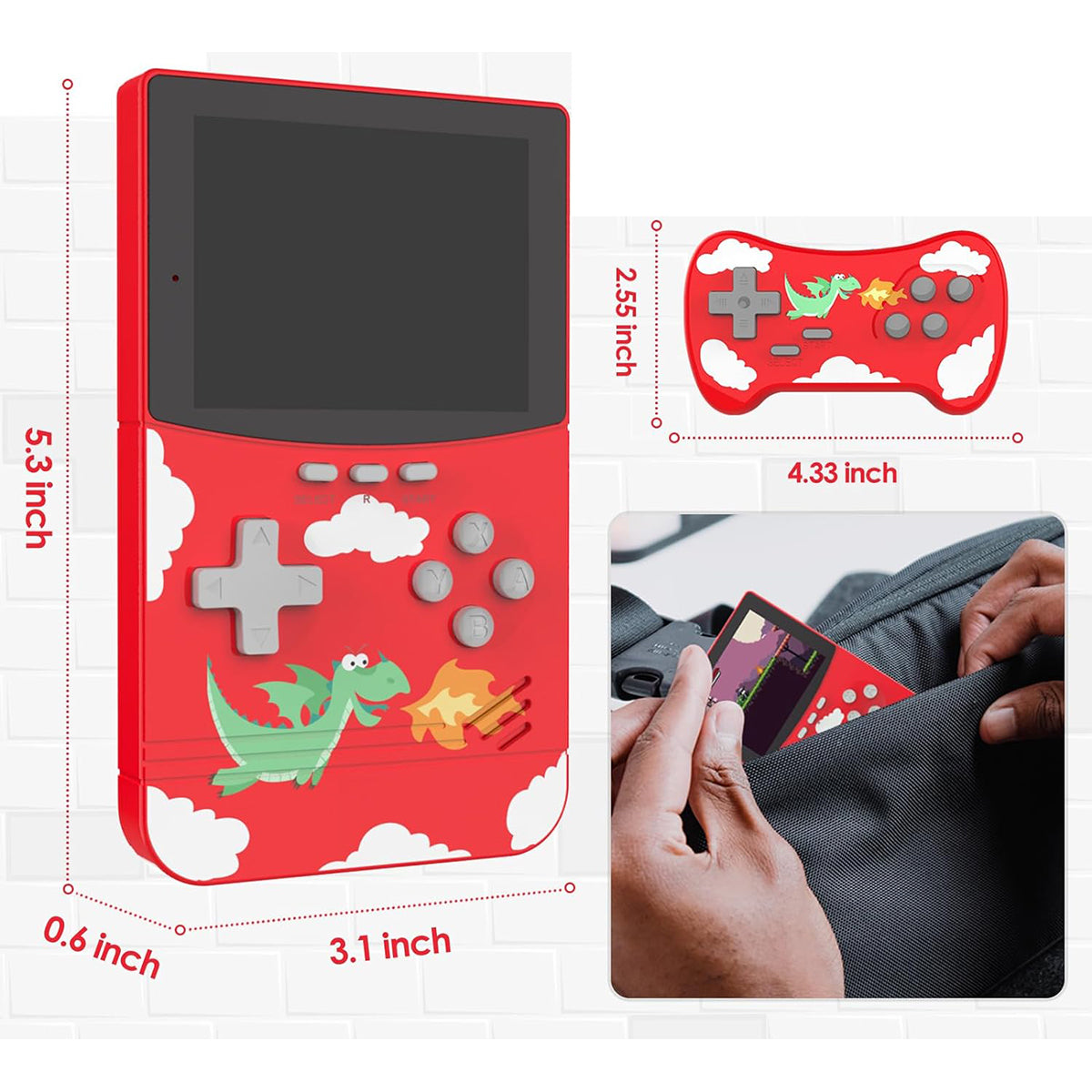 Handheld Game Console Retro Game Player with 500 Classical FC Games