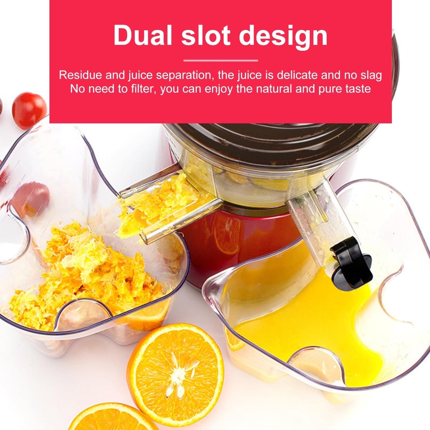 OverTwice® 300W Slow Masticating Cold Press Juicer with 5-Inch Chute