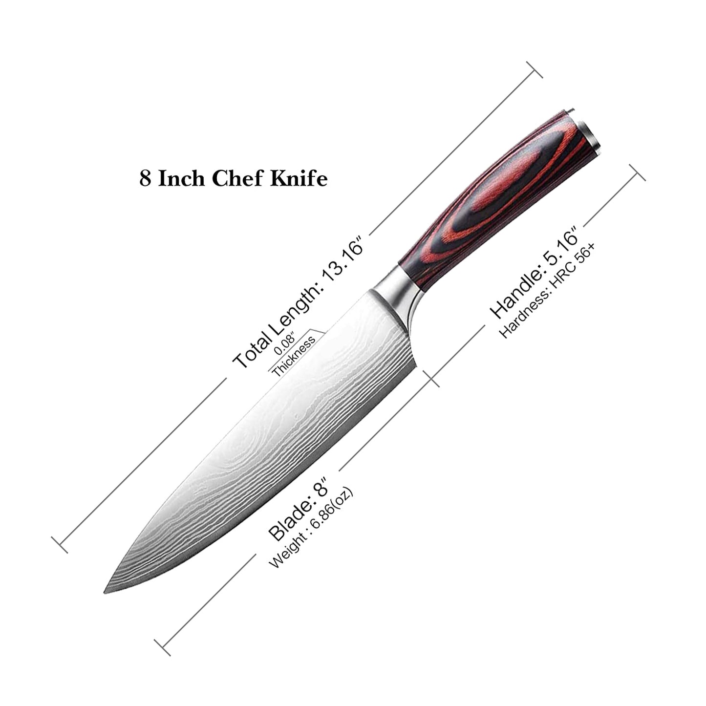 WOWMTN Professional High Carbon Steel Ultra Sharp Knife Set