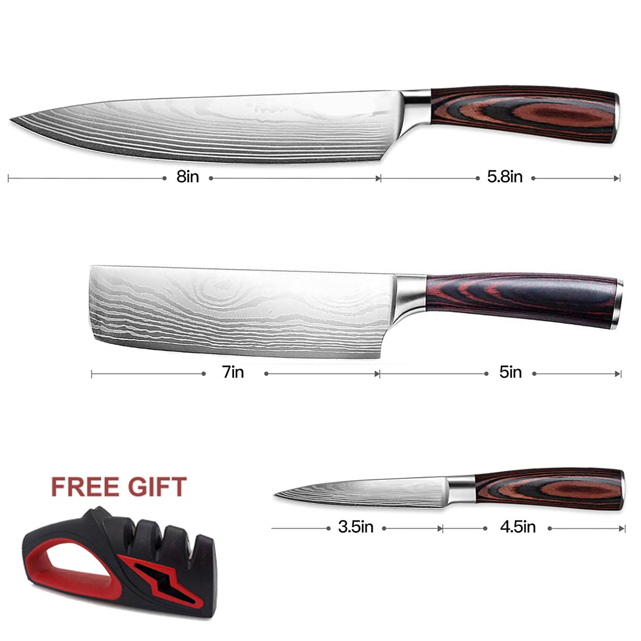 WOWMTN Professional High Carbon Steel Ultra Sharp Knife Set