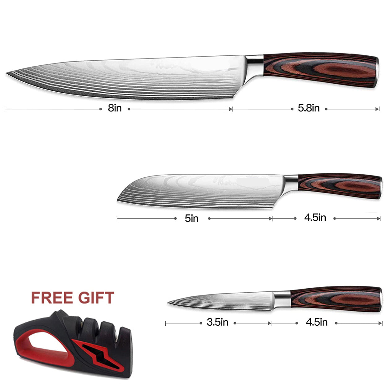 WOWMTN Professional High Carbon Steel Ultra Sharp Knife Set