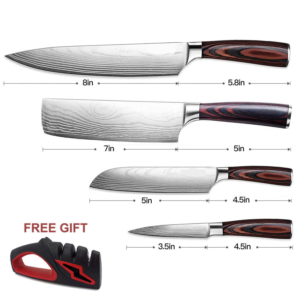 WOWMTN Professional High Carbon Steel Ultra Sharp Knife Set