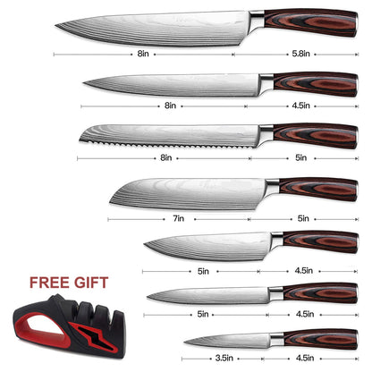 WOWMTN Professional High Carbon Steel Ultra Sharp Knife Set