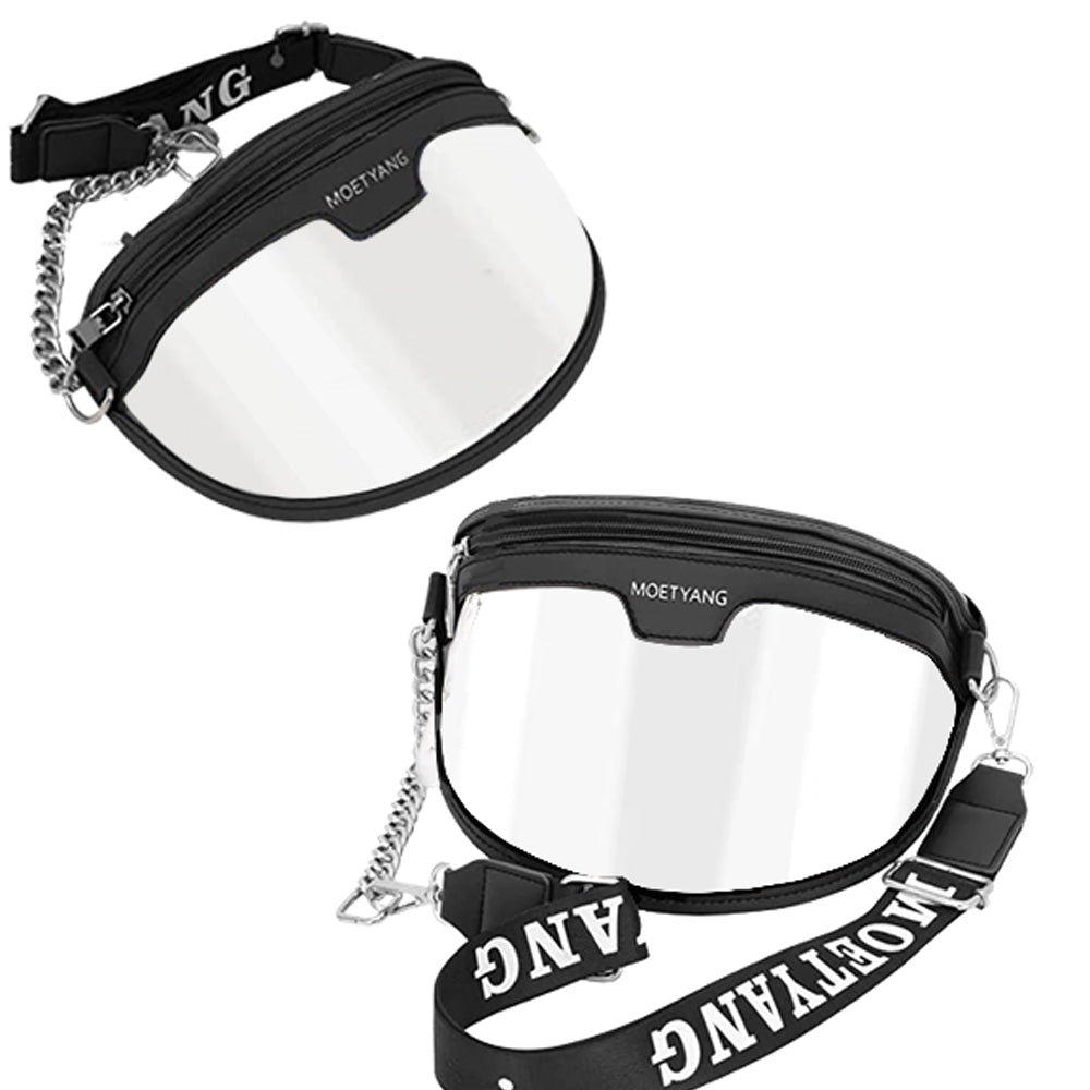 WOWMTN Fanny Pack Black MOETYANG Clear Purse for Women, Crossbody Handbag Cute, Small See Through Bag Clutch