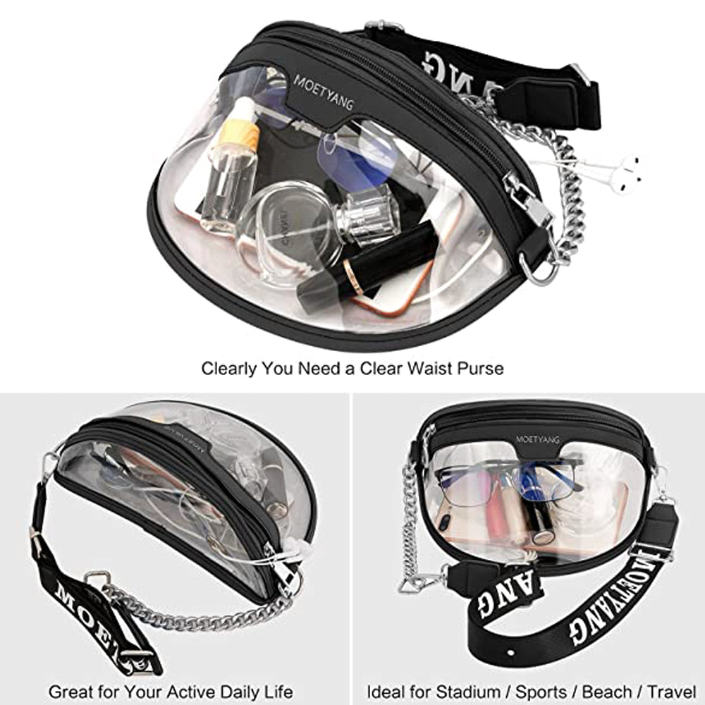 WOWMTN Fanny Pack Black MOETYANG Clear Purse for Women, Crossbody Handbag Cute, Small See Through Bag Clutch