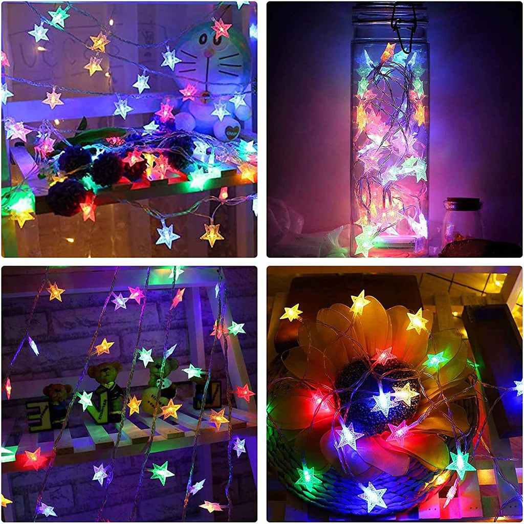 WOWMTN 33Ft Multicolor String Star Light Outdoor LED with Remote Battery Operated