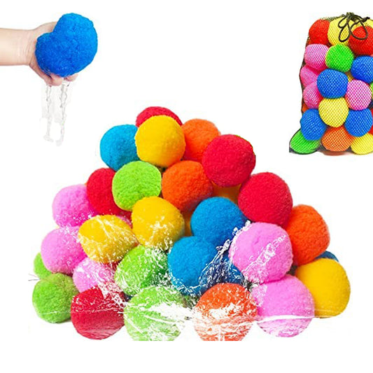 WOWMTN 60PCS Reusable Water Soaker Balls for Outdoor Toys and Games,Beach Balls for Kids and Teens Boys and Girls