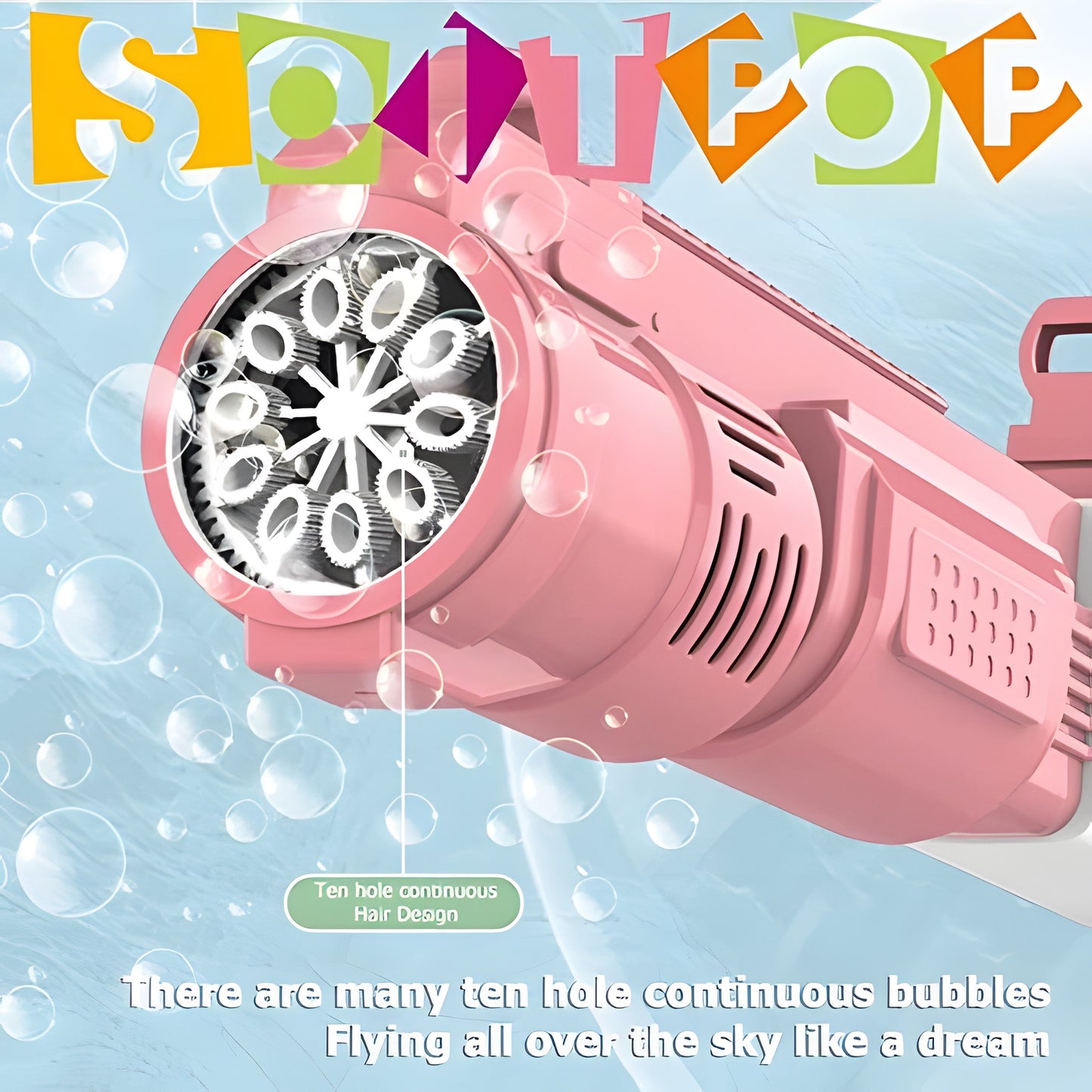 WOWMTN Bubble Gun with 10 Bubble Holes with Light, Gift for Birthday & Wedding & Christmas & Party Favors