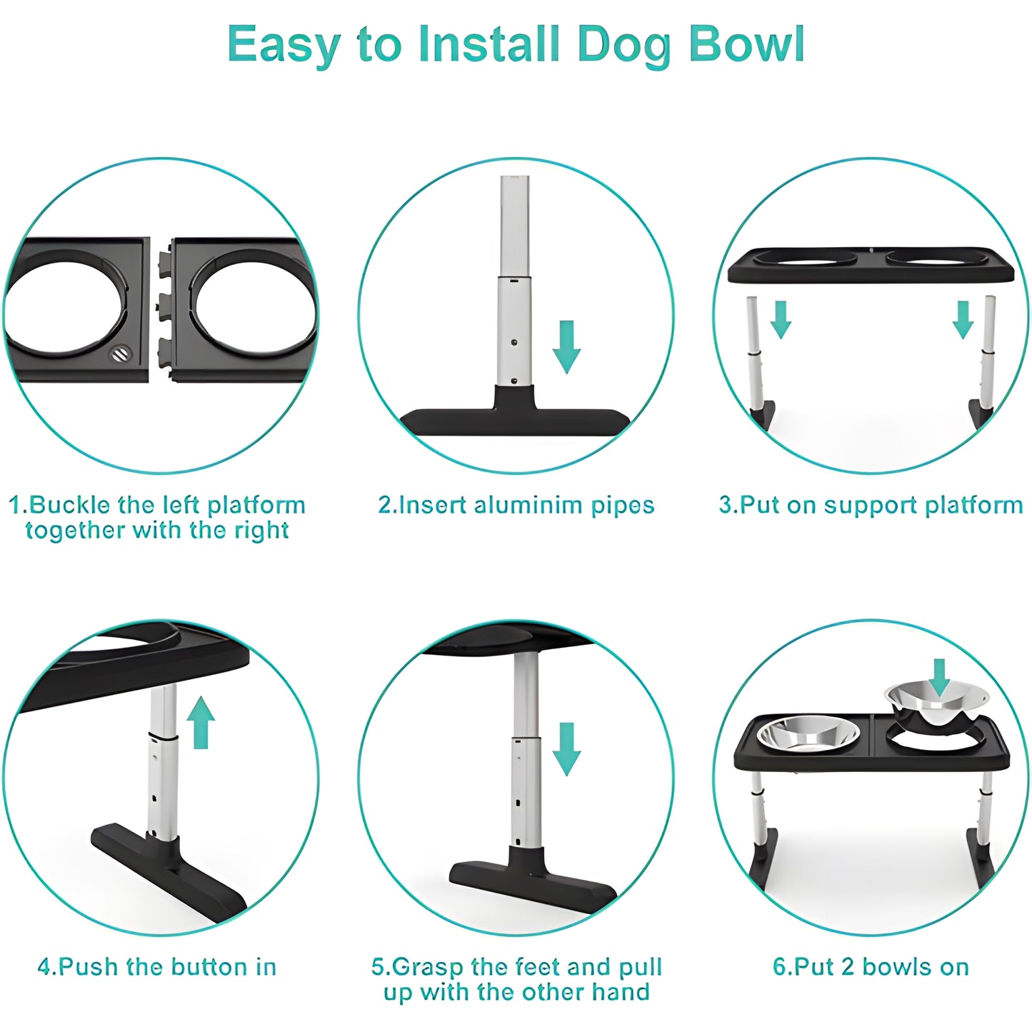 WOWMTN Adjustable Height Raised Pet Stand Feeder with 2 Stainless Steel Bowls