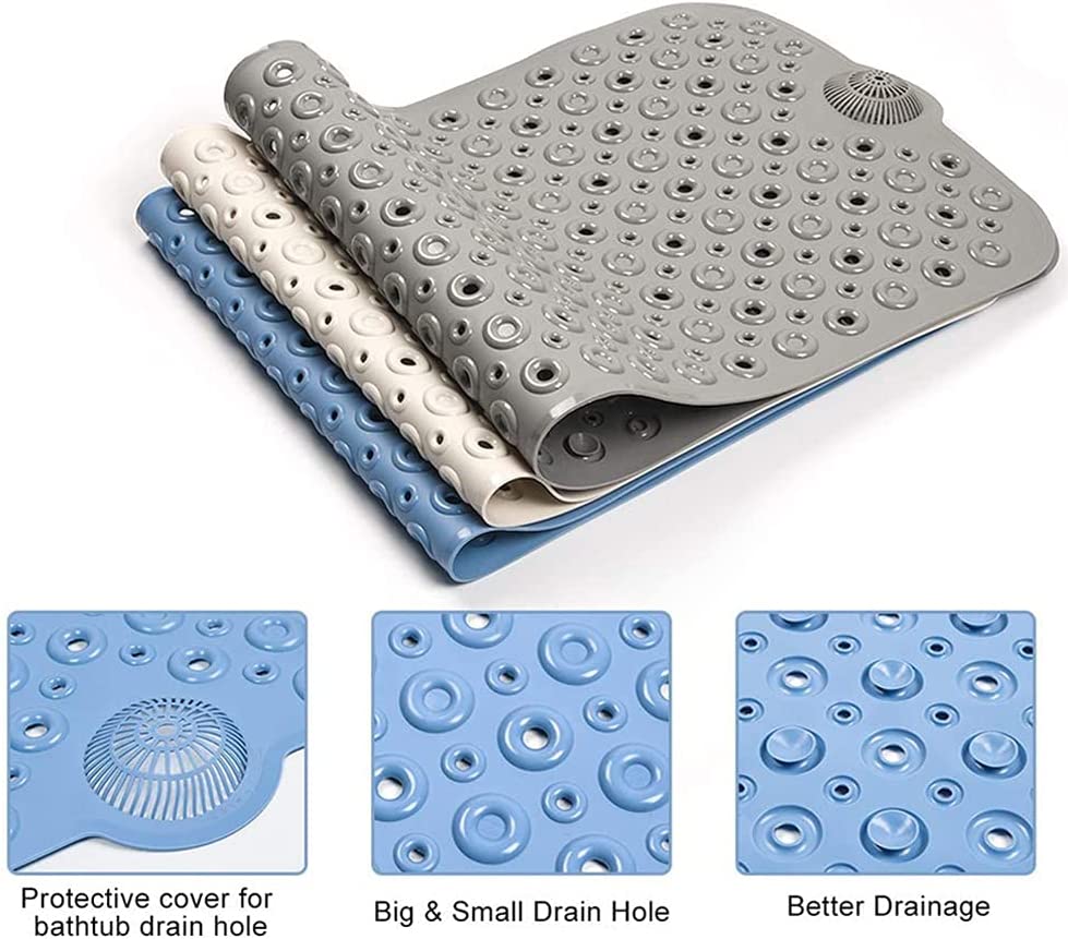 Bath Tub Shower Mat, 40 x 16 Inch Non-Slip Extra Large Bathtub Mat with  Suction Cups, Machine Washable Bathroom Mats with Drain Holes, Bathroom  Accessories 