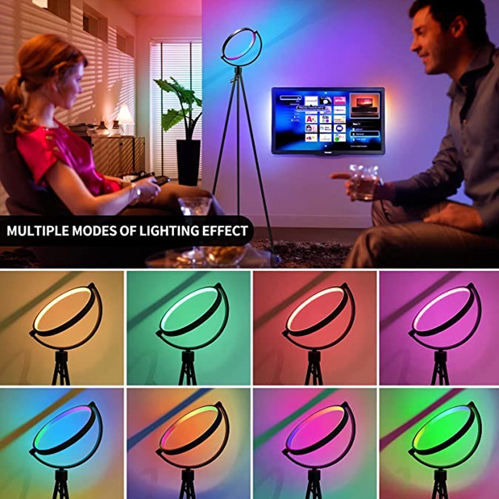 WOWMTN RGB Modern LED Tripod Ring Standing Floor Lamp