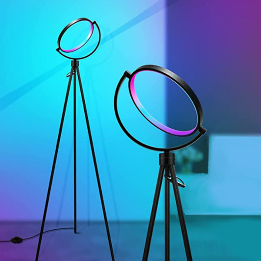 WOWMTN RGB Modern LED Tripod Ring Standing Floor Lamp